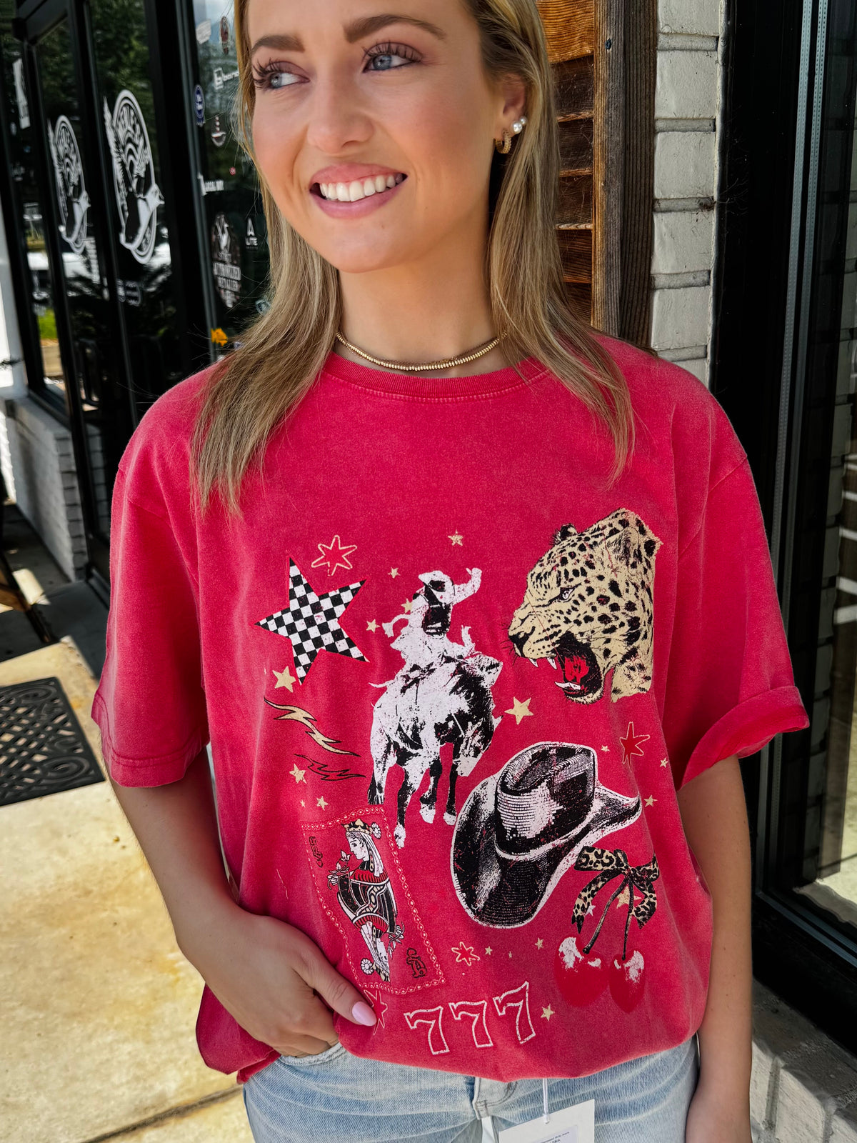 Retro Western Collage Vintage Graphic Top
