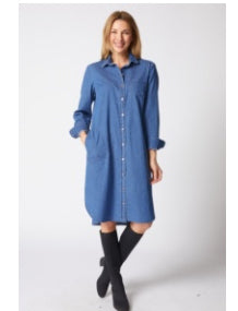 HABITAT PERFECT TRAVEL DENIM CAFE MIDI DRESS