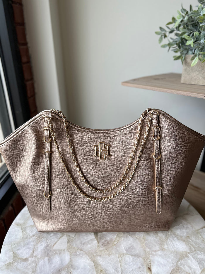 Caroline Hill Harlow Tote with Pouch - Bronze
