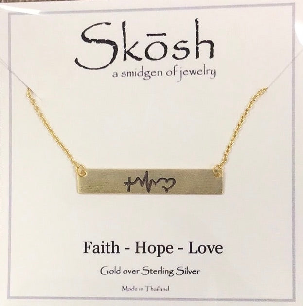 Skosh Faith Hope Love Bar Gold 80-715-1G