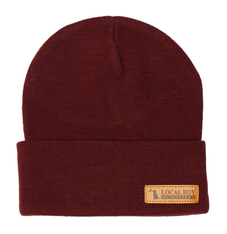 Local Boy - Leather Label Beanie - Garnet
