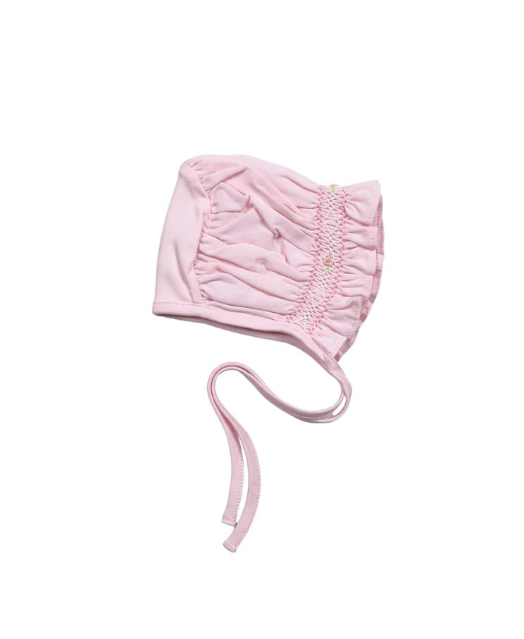 Baby Loren Sally Pink Stripes Hand Smocked Bonnet