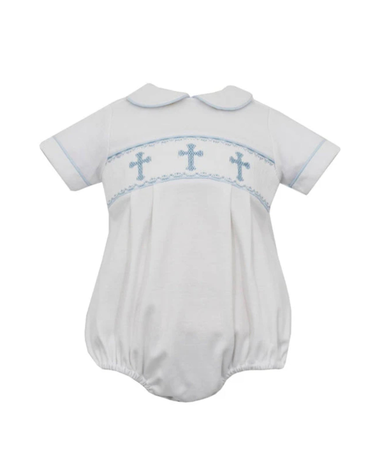 PETIT BEBE - CROSSES - WHITE KNIT BOY BUBBLE