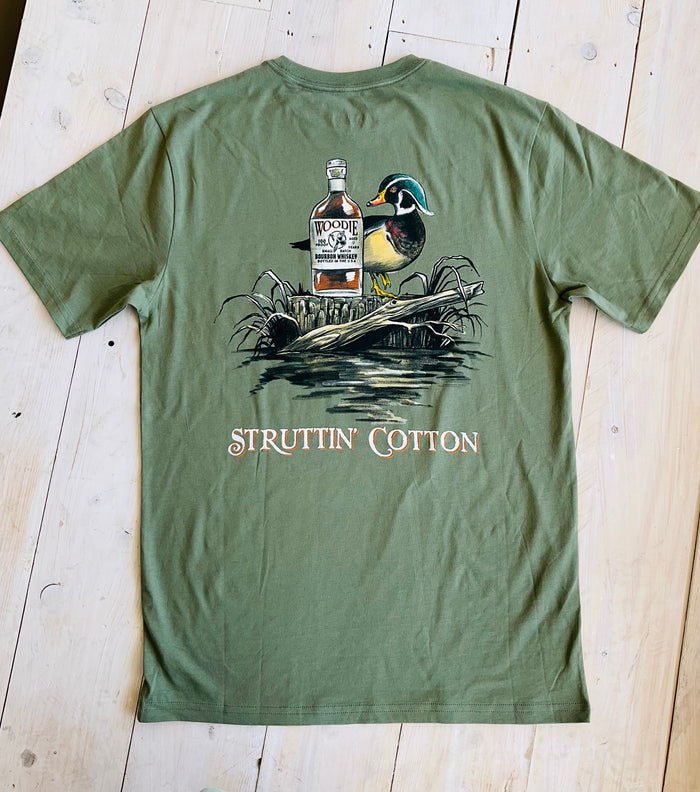 Struttin Cotton- Wood Duck Whiskey Pocket Tee - Sage