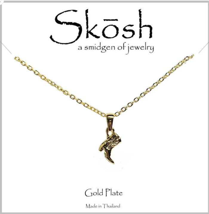 Skosh Gold Plated Brass Cowboy Boot with 16" chain 58-112