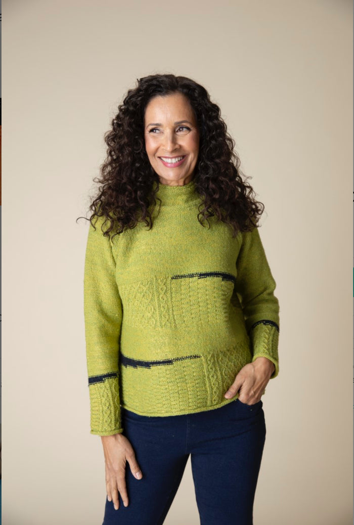 HABITAT HARVEST TWEED MIXED CABLE STITCH PULLOVER
PEAR