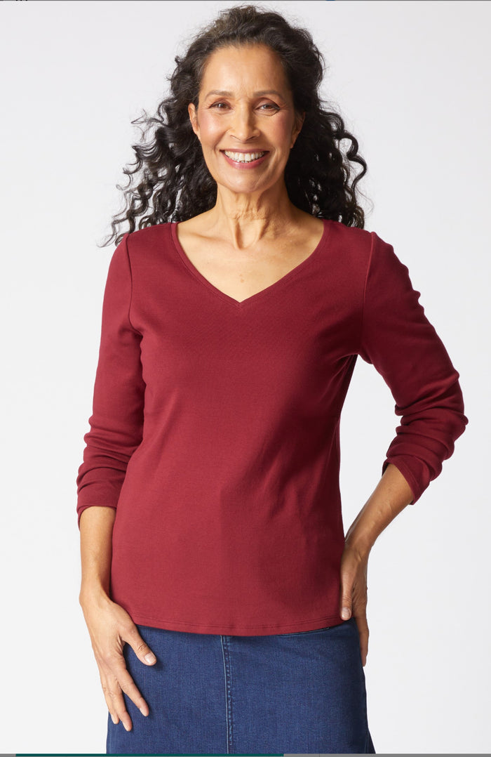 HABITAT COZY RIB SLD EASY V-NECK TEE F25H