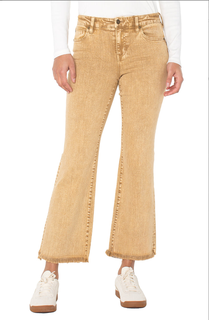 Liverpool Hannah Crop Flare Mineral Gold w/ fray 28" ins
