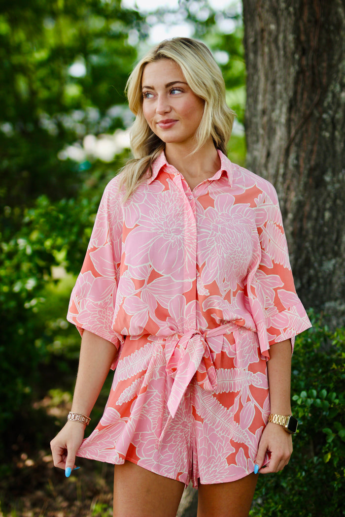 Floral Front Tie Romper