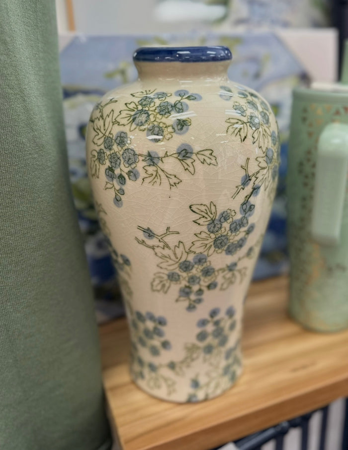 Raz Blue Floral Vase  SB* 11.5"