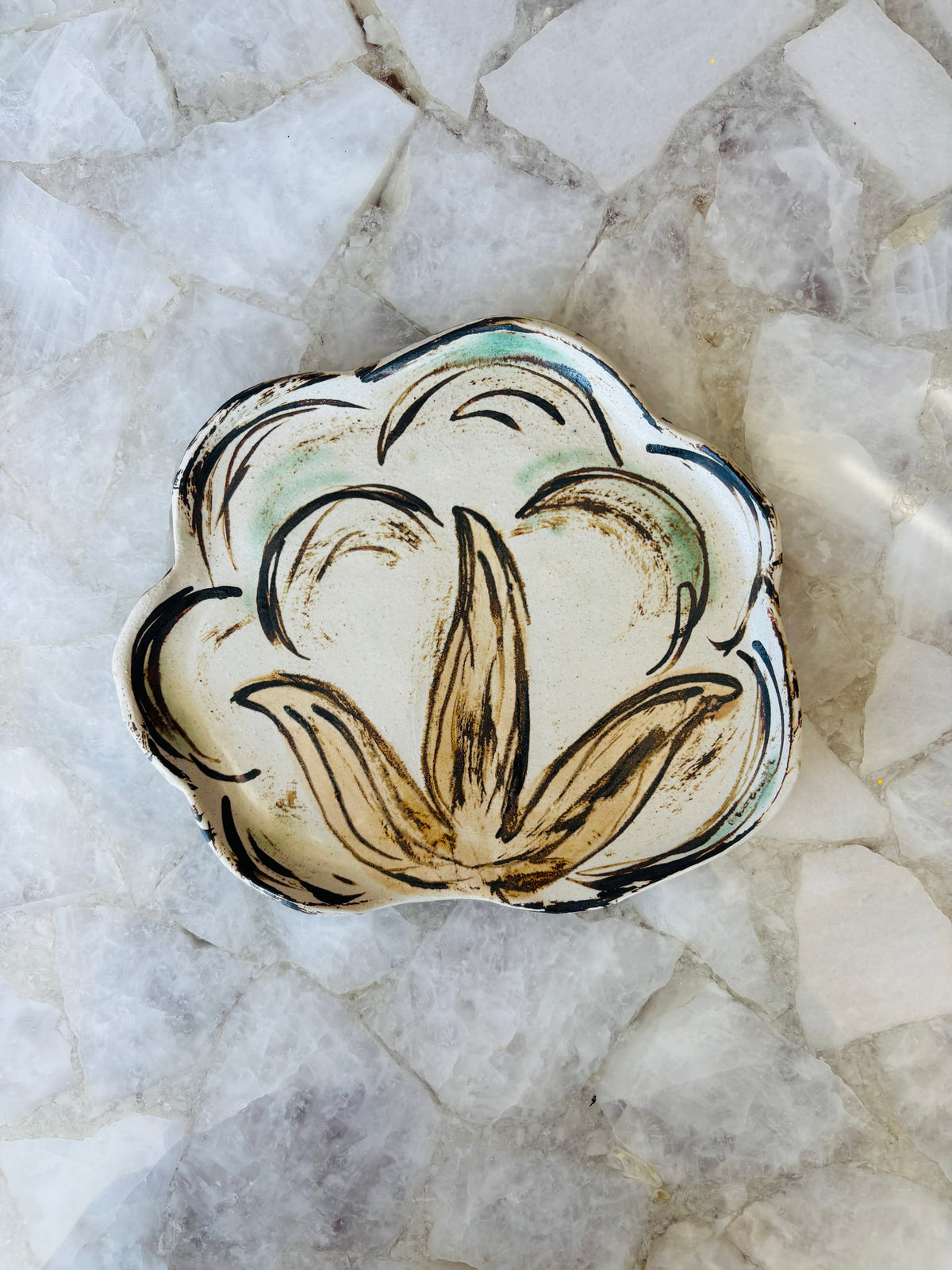 Rosaline Pottery Cotton Boll Plate