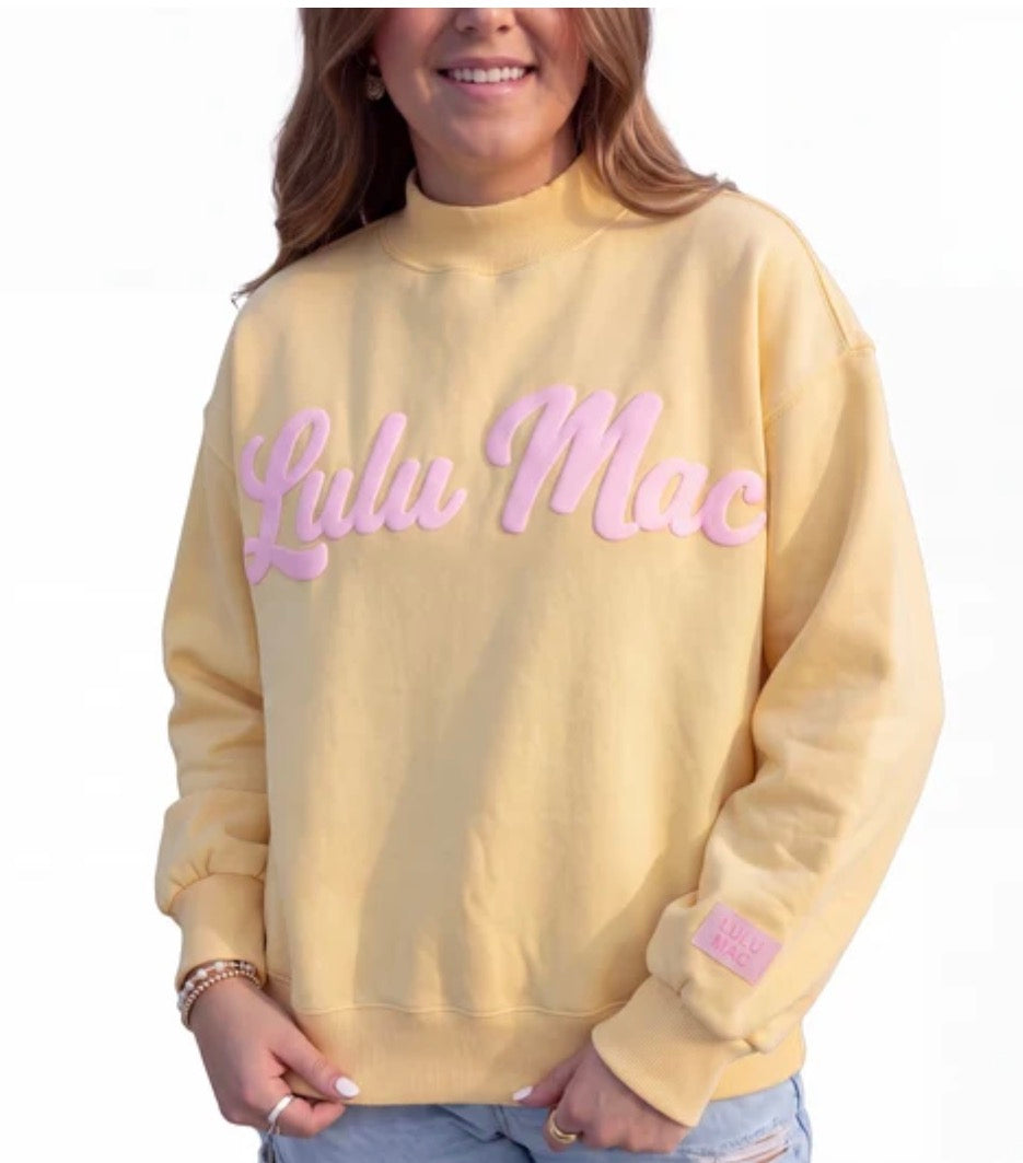 LULU MAC SCRIPT SWEATSHIRT BUTTER/LT PINK