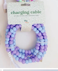 6ft Beaded Phone Charger USB-A & Dual USB-C Lightning Cable