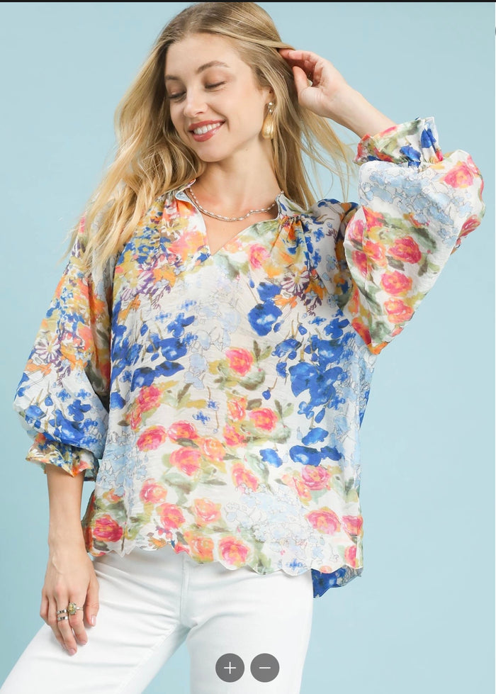 Watercolor Floral Blouse