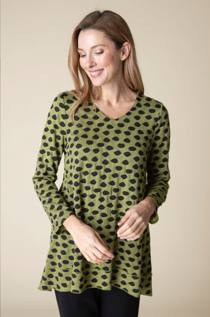 HABITAT TEXTURED DOT PLEAT BACK TUNIC PEAR