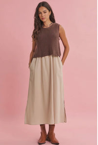 True Customer Favorite Chunky Sweater Mixed Media Midi Dress