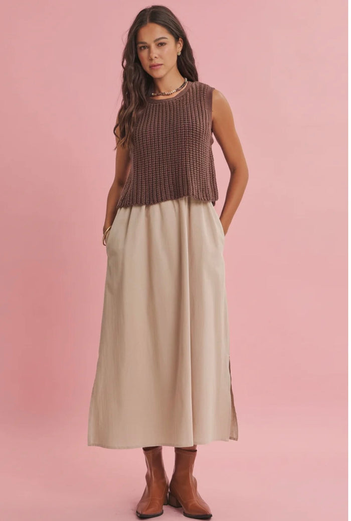 True Customer Favorite Chunky Sweater Mixed Media Midi Dress