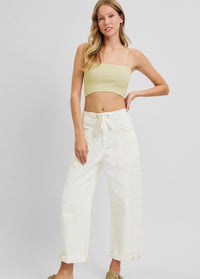 Risen High Rise Crop Wide Barrel Cargo Pocket Pants
