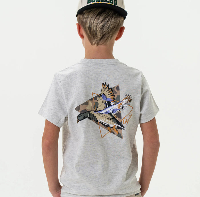 Burlebo-Youth Tee - Pintail Triangle Duck - Heather Ash Grey