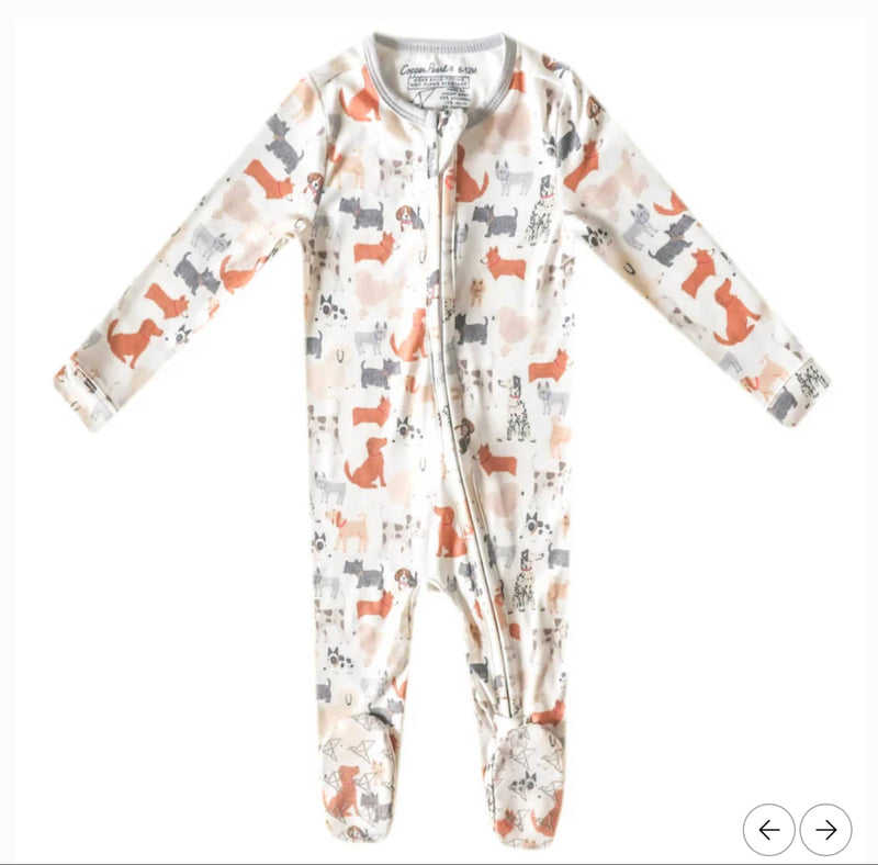 Copper Pearl Zip Footie 0-3m