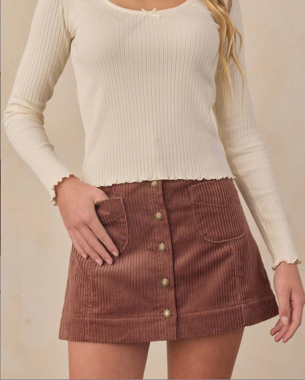 RYLEE & CRU TEEN DENVER MINI SKIRT MULBERRY