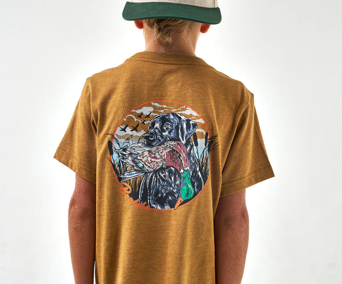 Burlebo Youth- Short Sleeve Tee - Duck And Dog - Light Brown