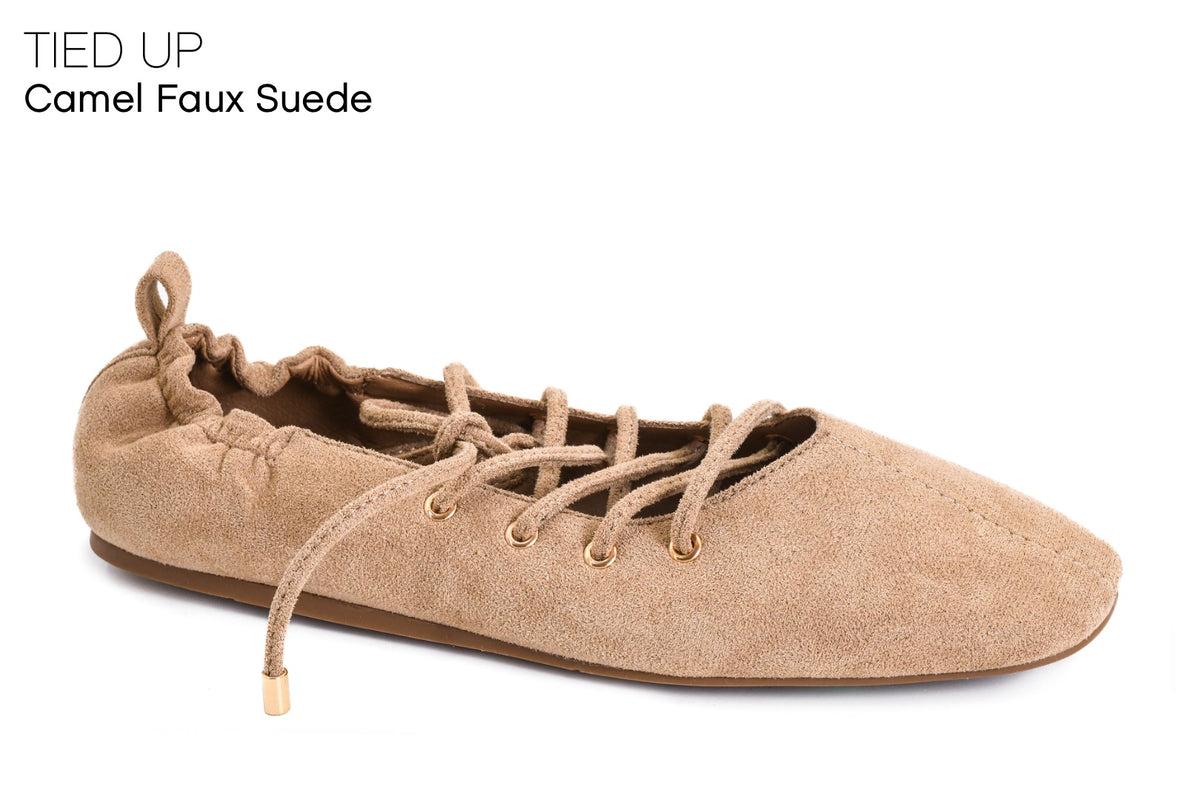 Corkys Tied Up Ballet Flat-Camel Faux Suede