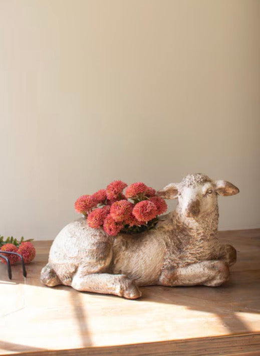 Faux Concrete Sheep Planter