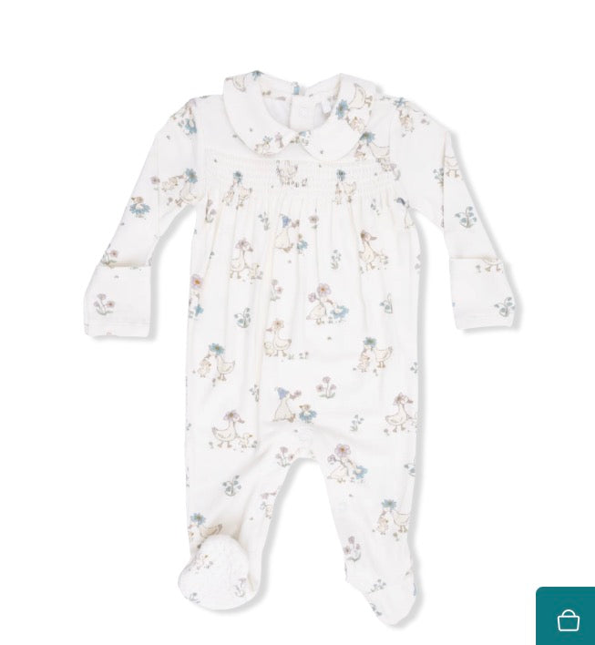 Angel Dear Flower Ducklings 2 Way Ruffle Back Zipper Footie