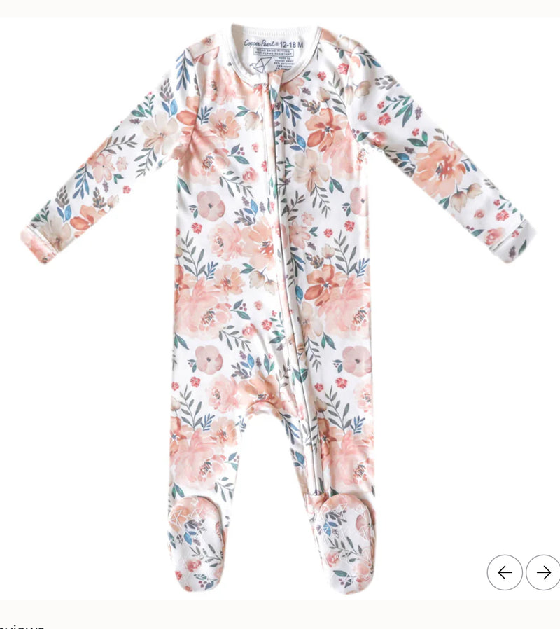 Copper Pearl Zip Footie 0-3m