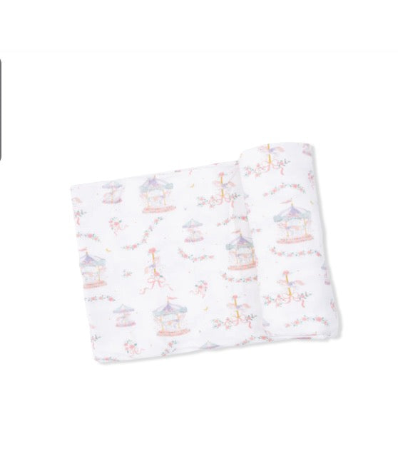 Angel Dear Swaddle Blanket-Carousel w/ Bow
