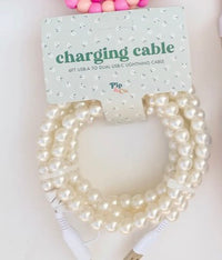 6ft Beaded Phone Charger USB-A & Dual USB-C Lightning Cable