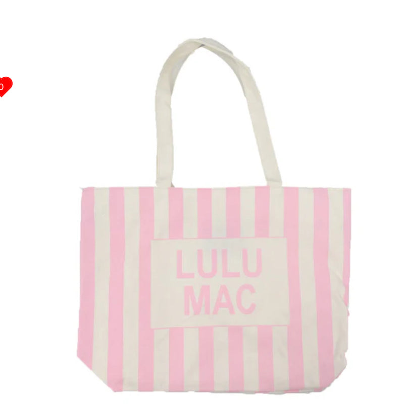 LULU MAC CANVAS TOTE LM-BG-1002-PINK/WHITE STRIPE