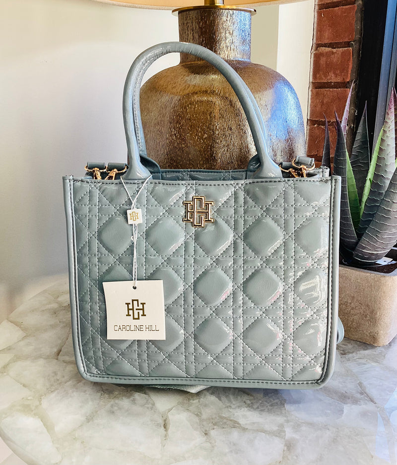 Caroline Hill Ricky Mini Tote Dusty Blue Patent