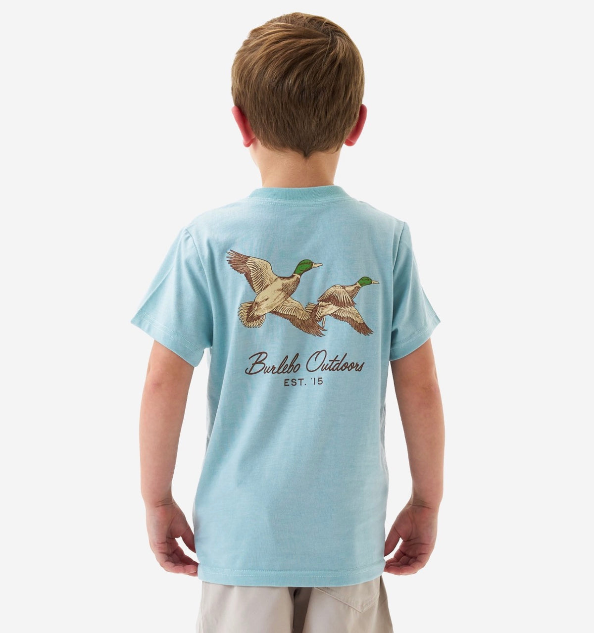 Burlebo-Youth Tee - SS - FLYING MALLARDS - HEATHER SKY BLUE