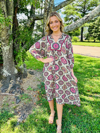 Boho Medallion Print Midi Dress