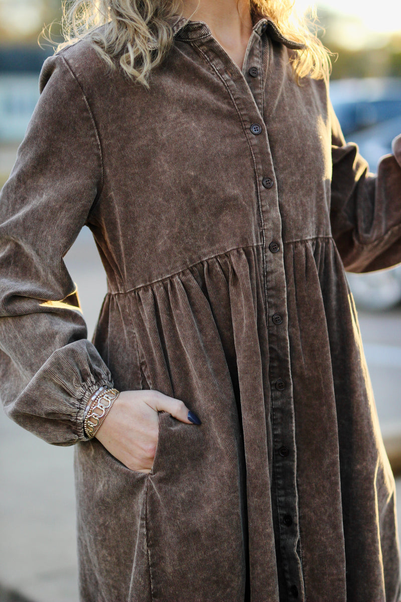 Brown Corduroy Dress