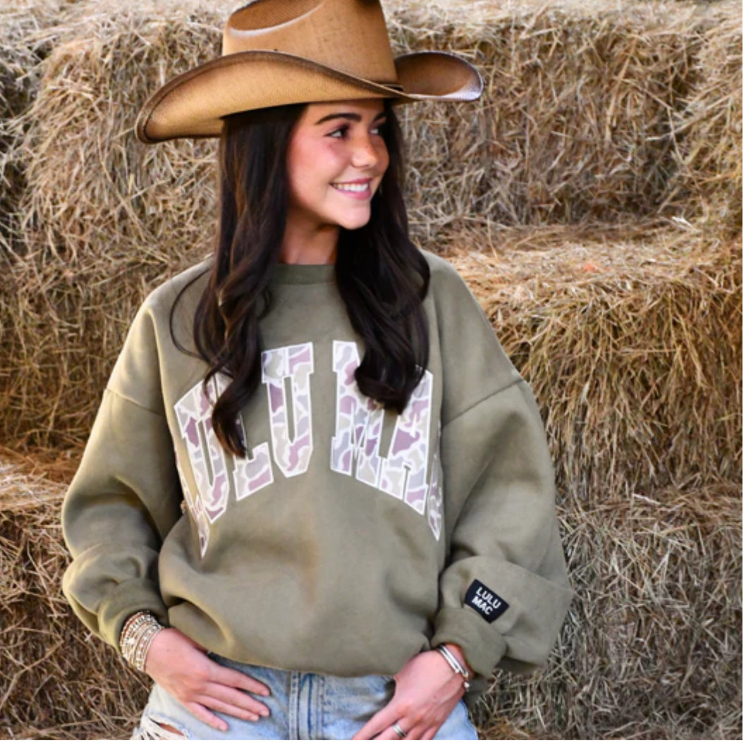 LULU MAC CAMO GREEN SWEATSHIRT