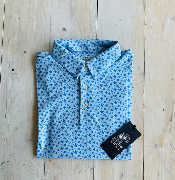 Struttin Cotton- Migration Performance Polo- Blue Sky