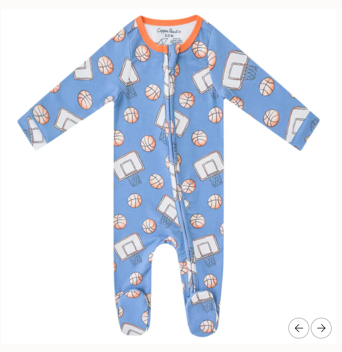 Copper Pearl Zip Footie 0-3m