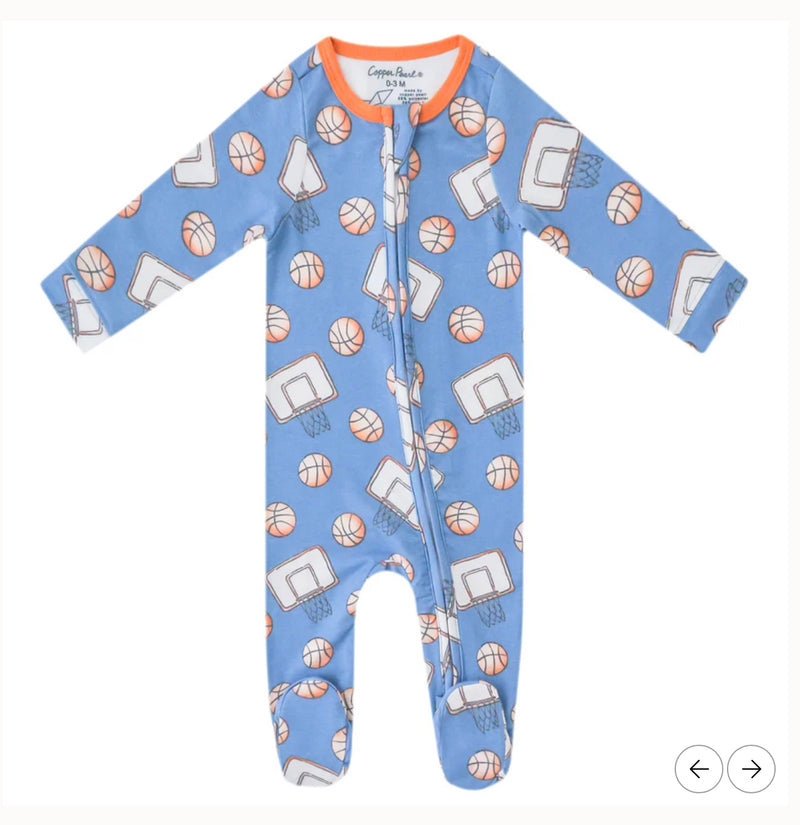 Copper Pearl Zip Footie 0-3m