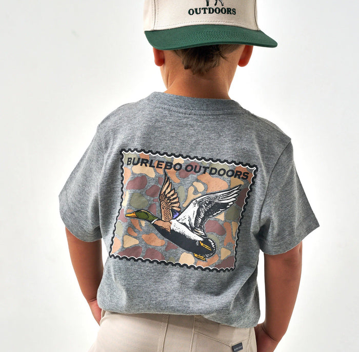 Burlebo Youth- Short Sleeve Tee-Mallard Duck Stamp - Dark Heather Grey