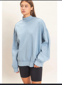 Acid Washed Mock Neck Sweatshirt