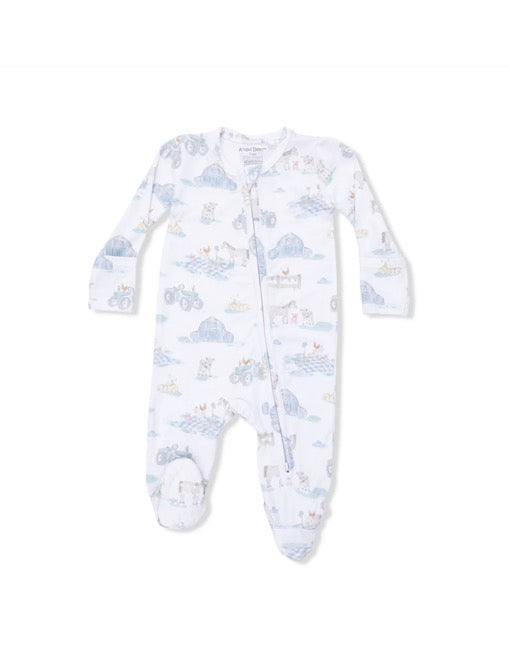 Angel Dear Farm Animal Party 2 Way Ruffle Back Zipper Footie