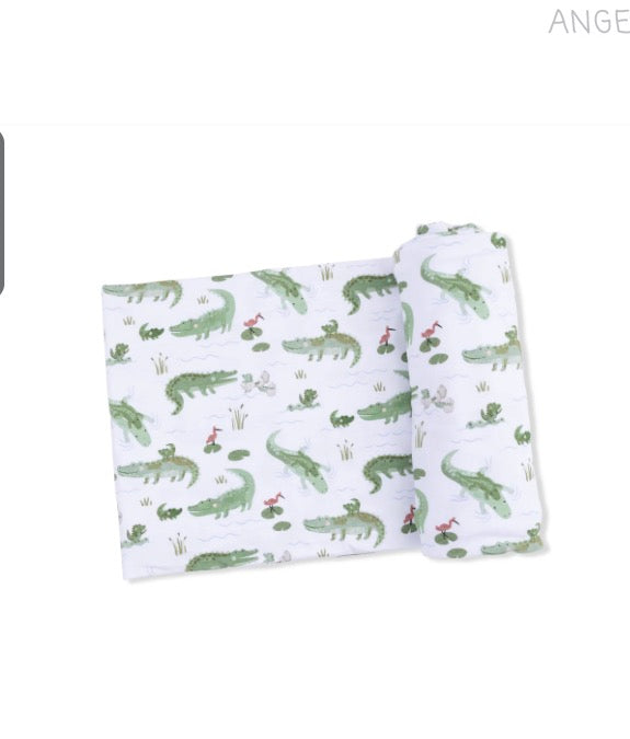 Angel Dear Swaddle Blanket-Crayon Alligators