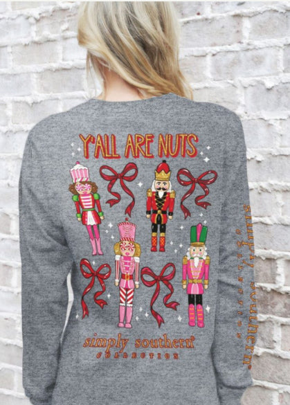 'Ya'll are nuts' nutcrackers graphic long sleeve tee