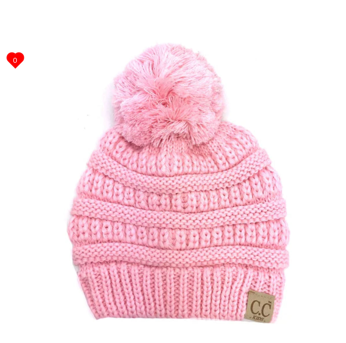 C.C. POM PALE PINK KID BEANIE