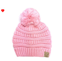 C.C. POM PALE PINK KID BEANIE