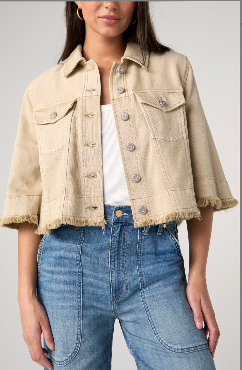 Liverpool 3/4 Sleeve Frayed Flounce Jacket (Copy)