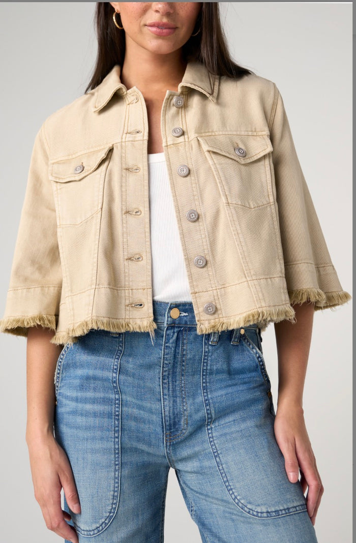 Liverpool 3/4 Sleeve Frayed Flounce Jacket